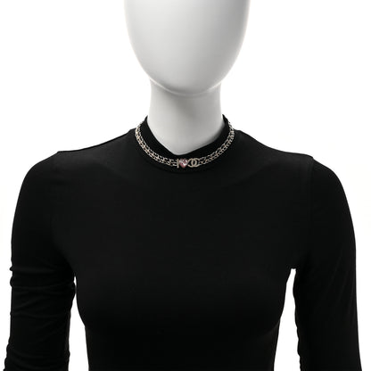 Chanel Metal Lambskin Crystal I Hear CC Choker Necklace Gold Black 2 of 5