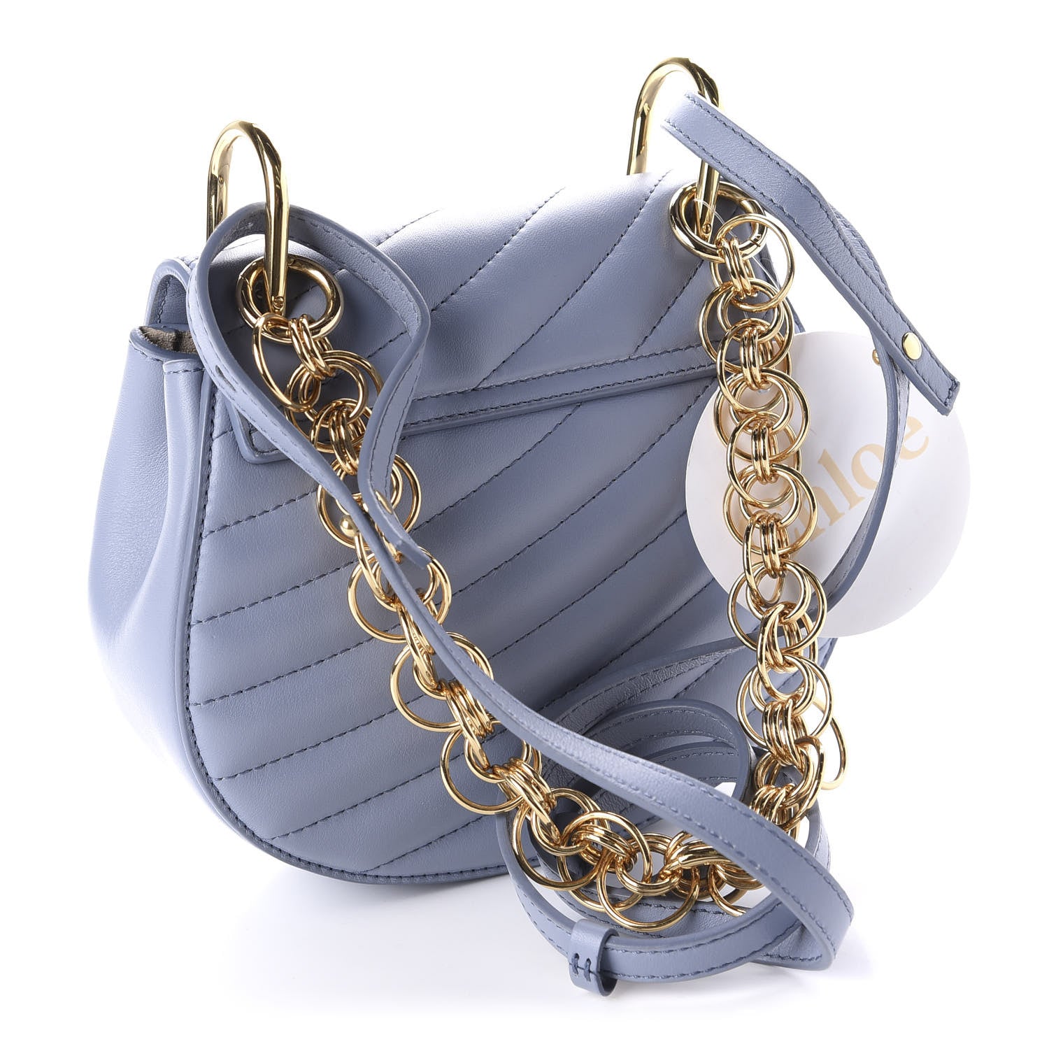 Chloe Calfskin Quilted Mini Drew Bijou Shoulder Bag Washed Blue 3 of 11