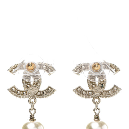 Chanel Crystal Pearl CC Drop Earrings Gold 4 of 5