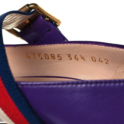 Gucci Malaga Kid Sylvie High Heel Pumps 36.5 Shine Purple 7 of 8