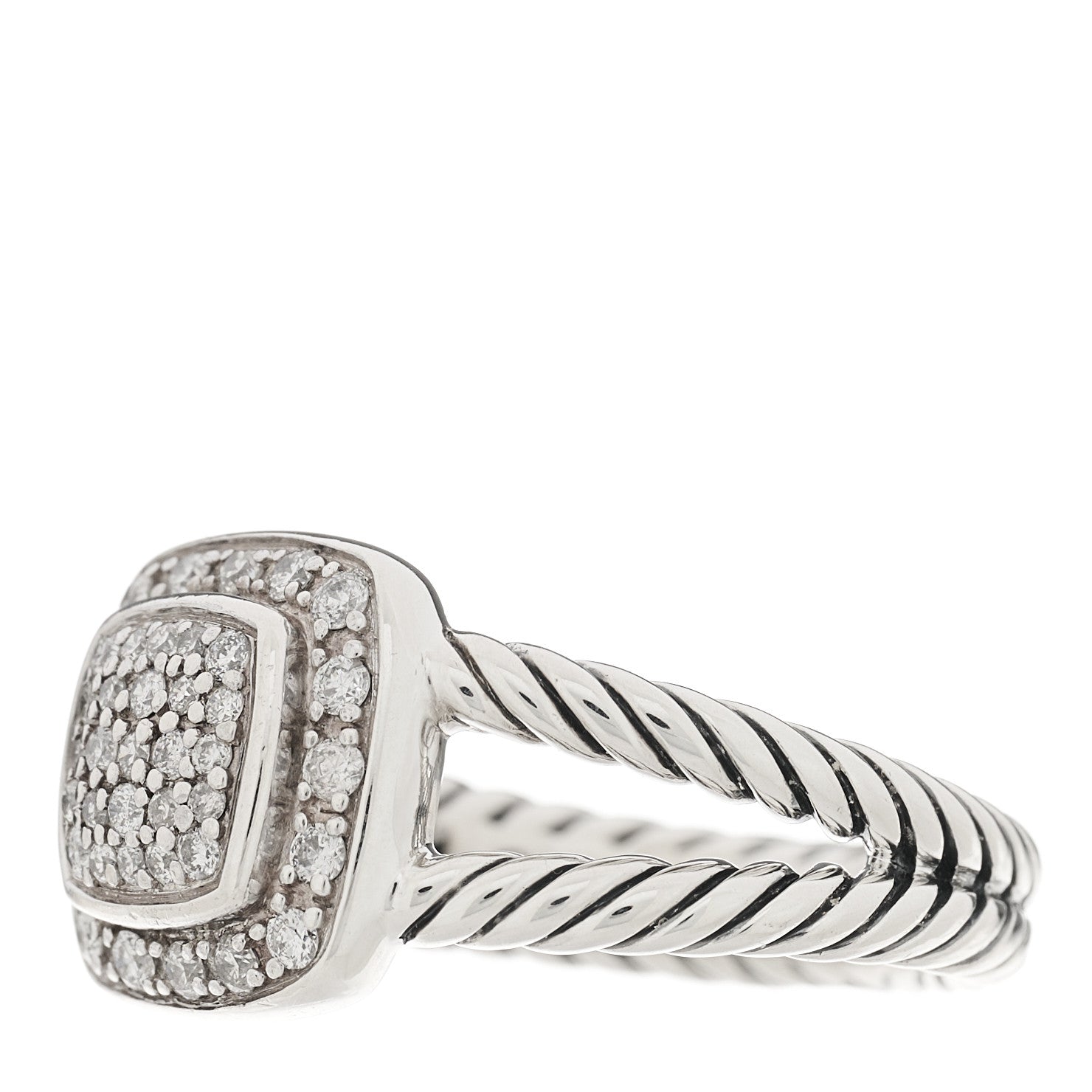 David Yurman Sterling Silver Diamond 7mm Petite Albion Pave Ring 52 6 4 of 6