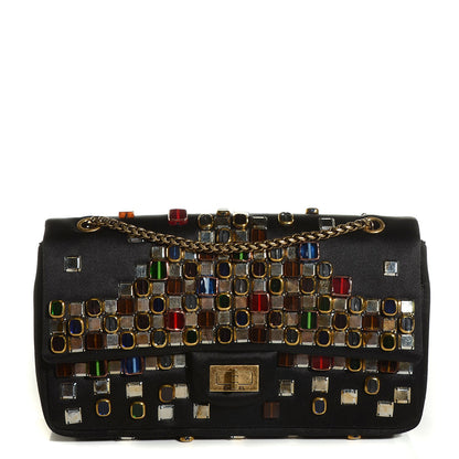 Chanel Satin Gripoix Paris Byzance 2.55 Reissue 225 Flap Black 1 of 8