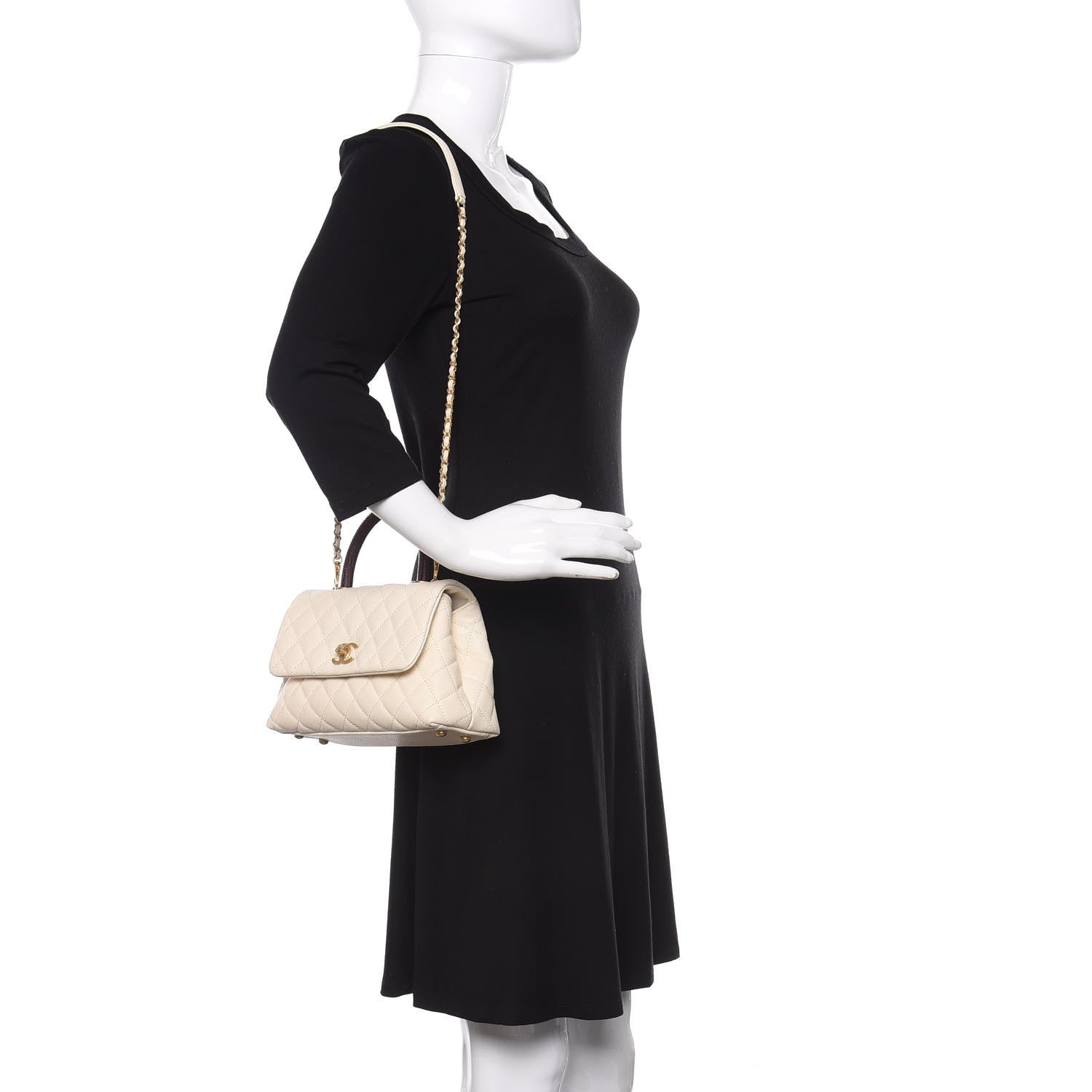 Chanel Caviar Lizard Quilted Mini Coco Handle Flap White 2 of 10