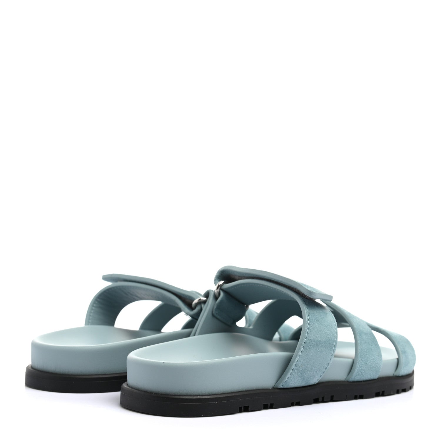Hermes Suede Goatskin Womens Chypre Sandals 38 Vert d'eau 4 of 8