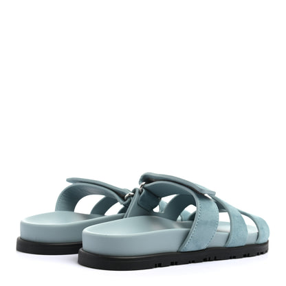 Hermes Suede Goatskin Womens Chypre Sandals 38 Vert d'eau 4 of 8