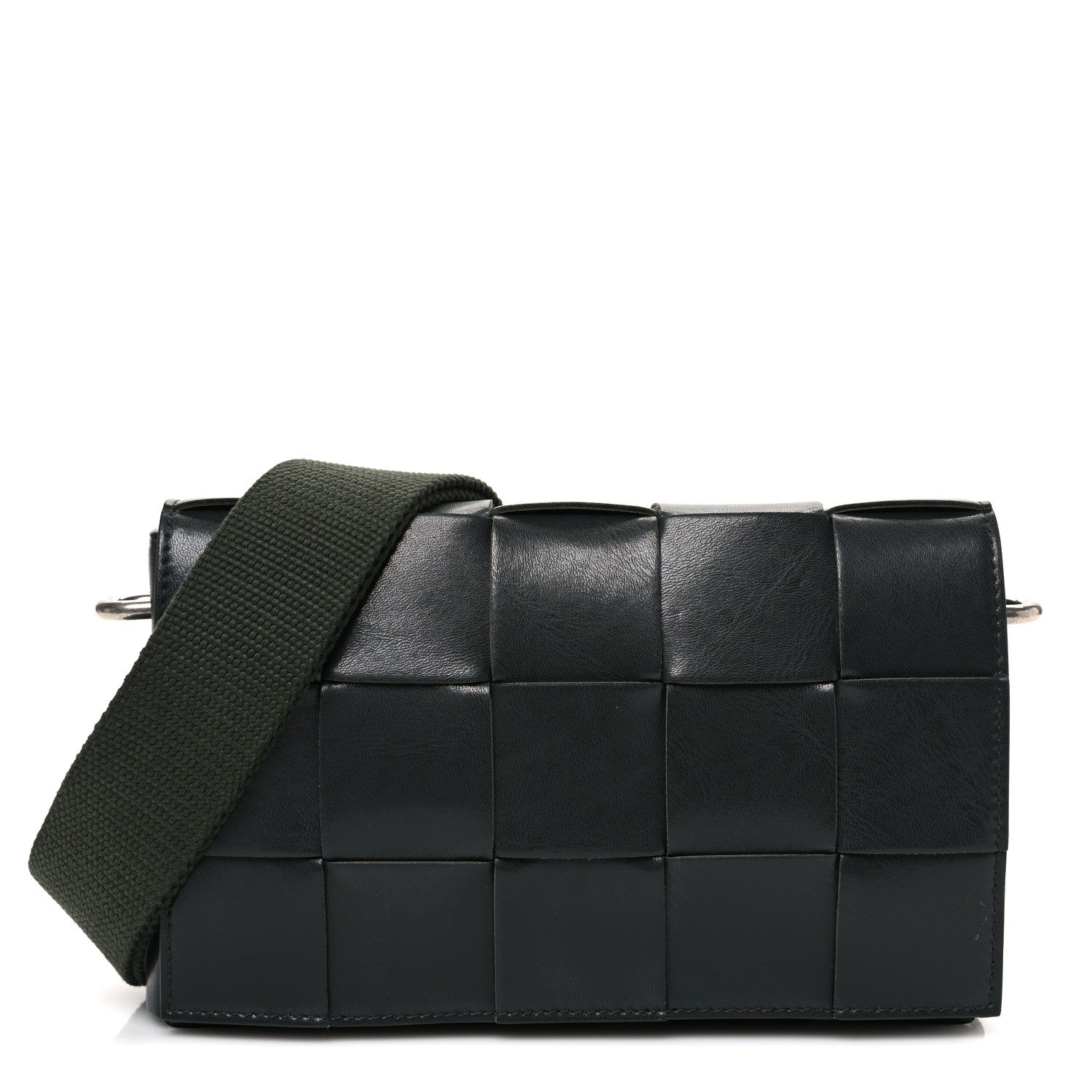 Bottega Veneta Calfskin Maxi Intreccio Cassette With Strap Bag Dark Green 1 of 12