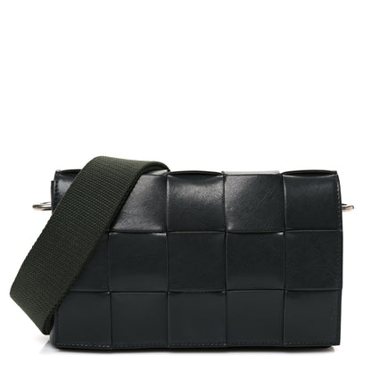 Bottega Veneta Calfskin Maxi Intreccio Cassette With Strap Bag Dark Green 1 of 12