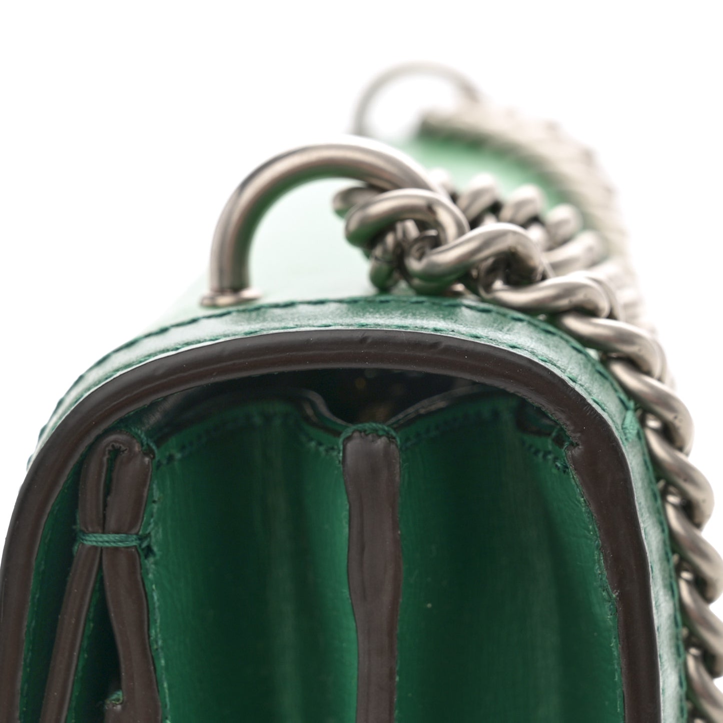 Azalea Calfskin Enamel Small Dionysus Shoulder Bag New Shamarock Emerald Off White