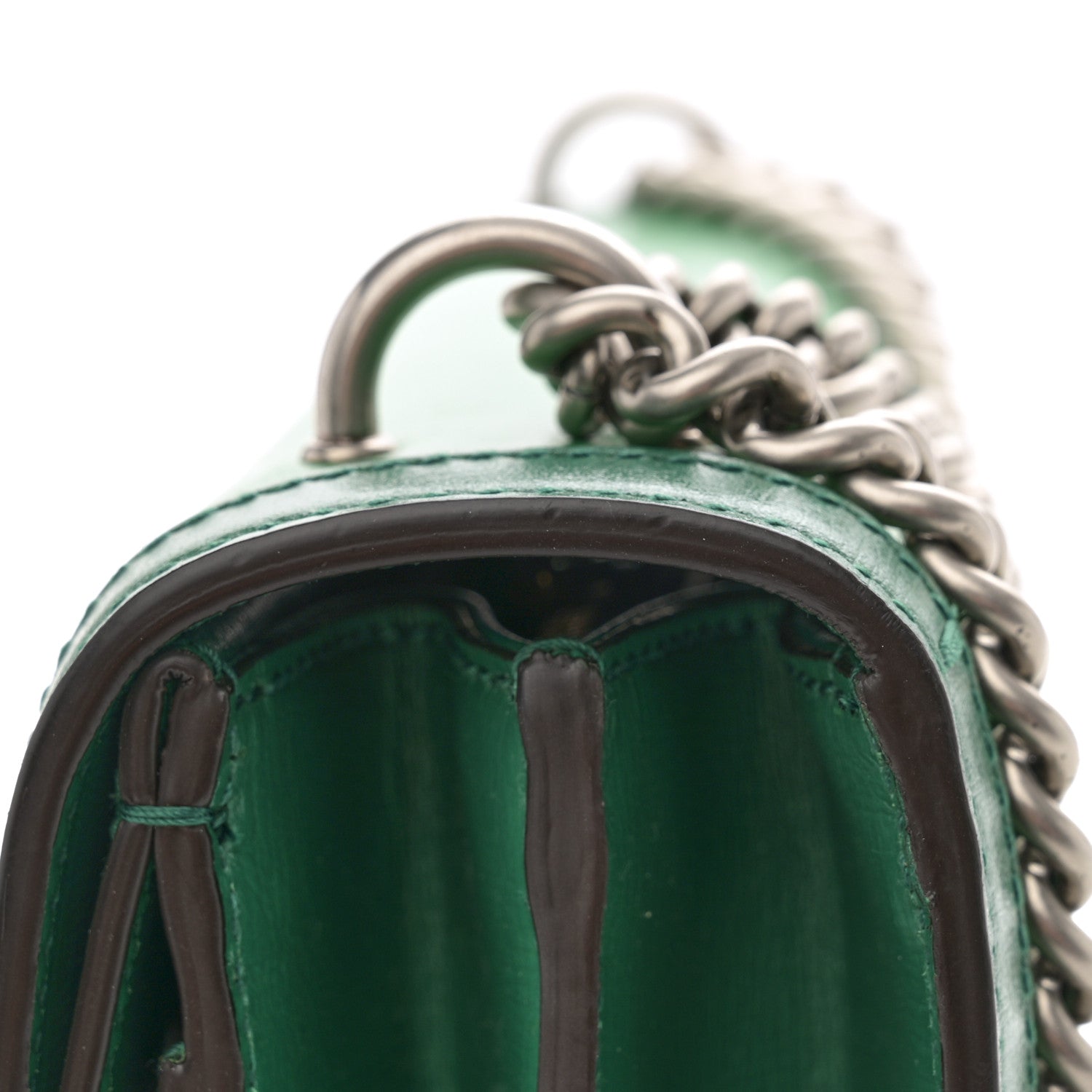 Gucci Azalea Calfskin Enamel Small Dionysus Shoulder Bag New Shamarock Emerald Off White 12 of 13