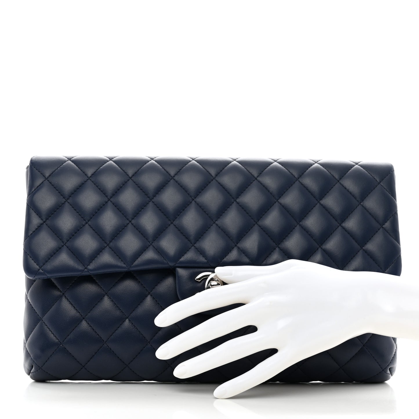 Lambskin Quilted Clutch Flap Blue
