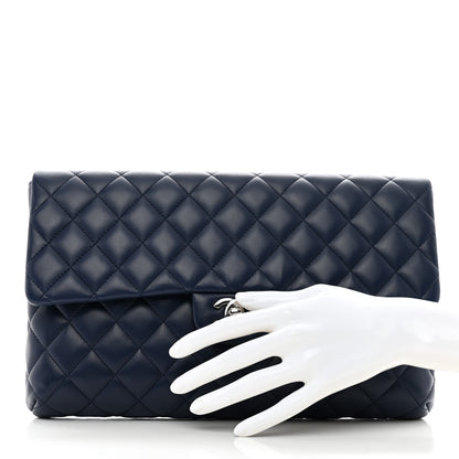 Chanel Lambskin Quilted Clutch Flap Blue 2 of 7