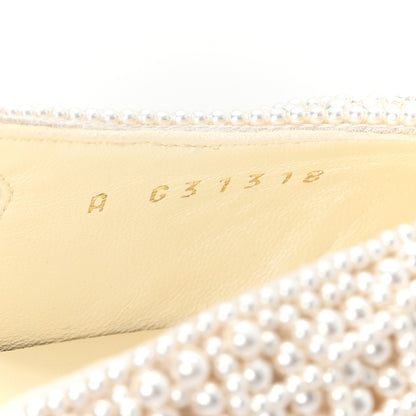 Chanel Pearl Patent Cap Toe CC Slingback Pumps 37 Ivory Black 8 of 10