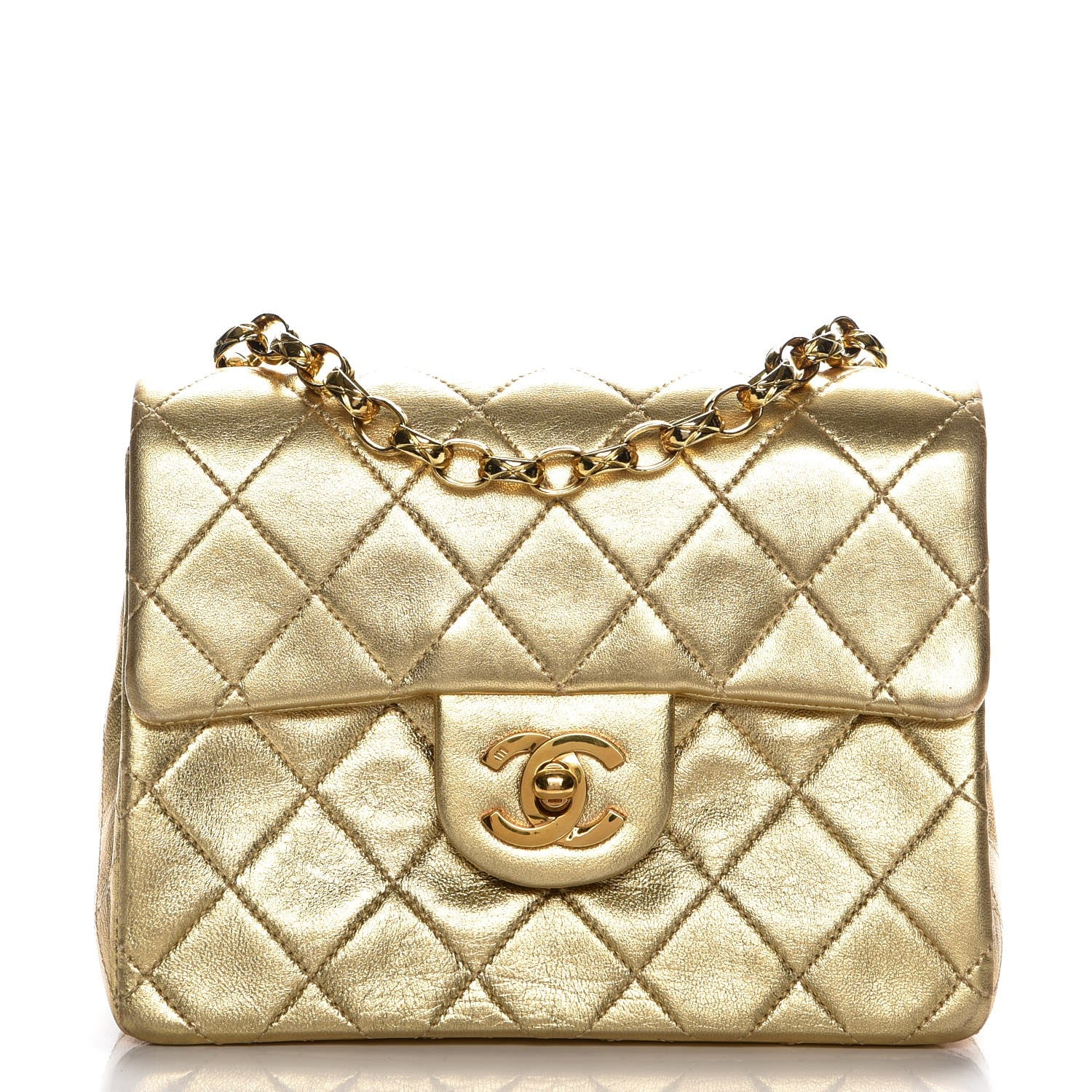 Chanel Metallic Lambskin Quilted Mini Square Flap Gold 1 of 8
