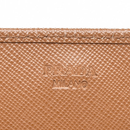 Prada Saffiano Metal Chain Wallet Caramel 6 of 7
