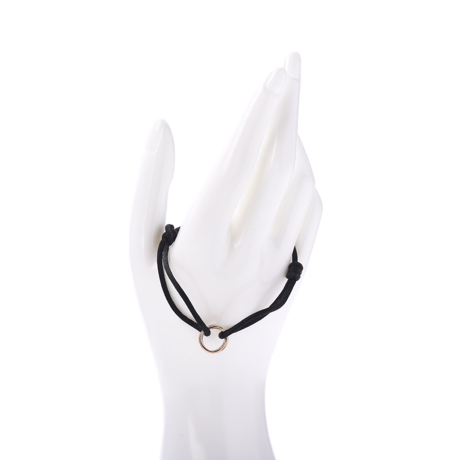 Cartier 18K Pink Yellow White Gold Trinity Adjustable Cord Bracelet Black 2 of 4