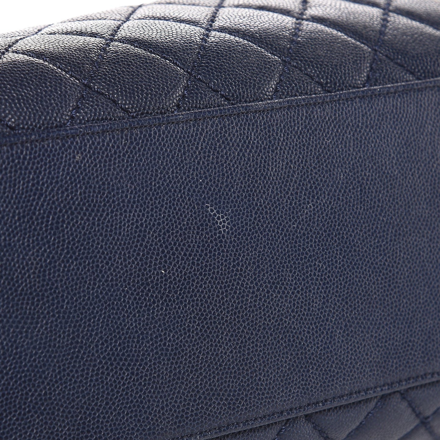 Caviar Quilted Large Coco Handle Flap Navy Blue