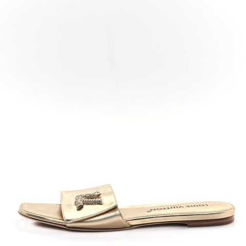 Metallic Calfskin Shake Flat Sandal 40 Gold