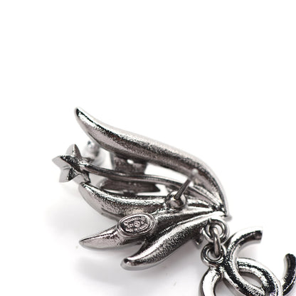 Chanel Crystal CC Star Earrings Silver 4 of 5