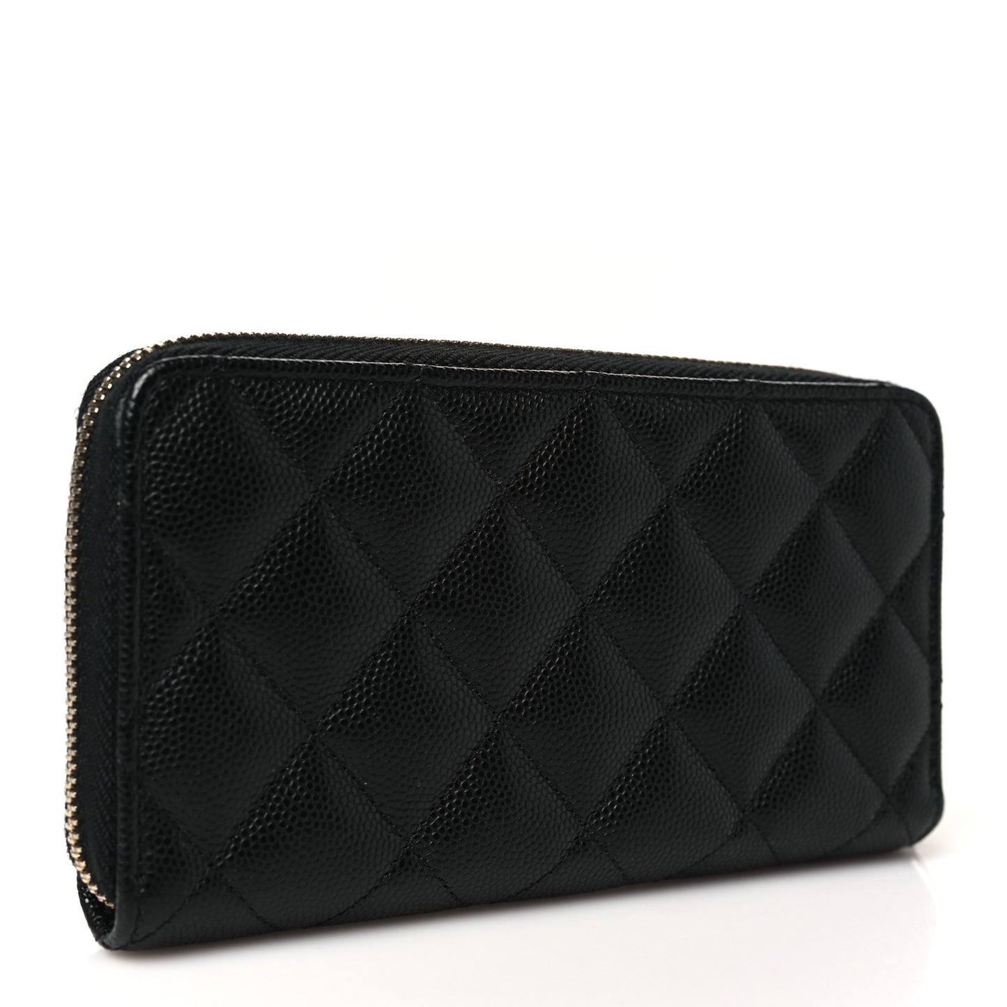 Caviar Quilted Medium Zip Around Wallet Black