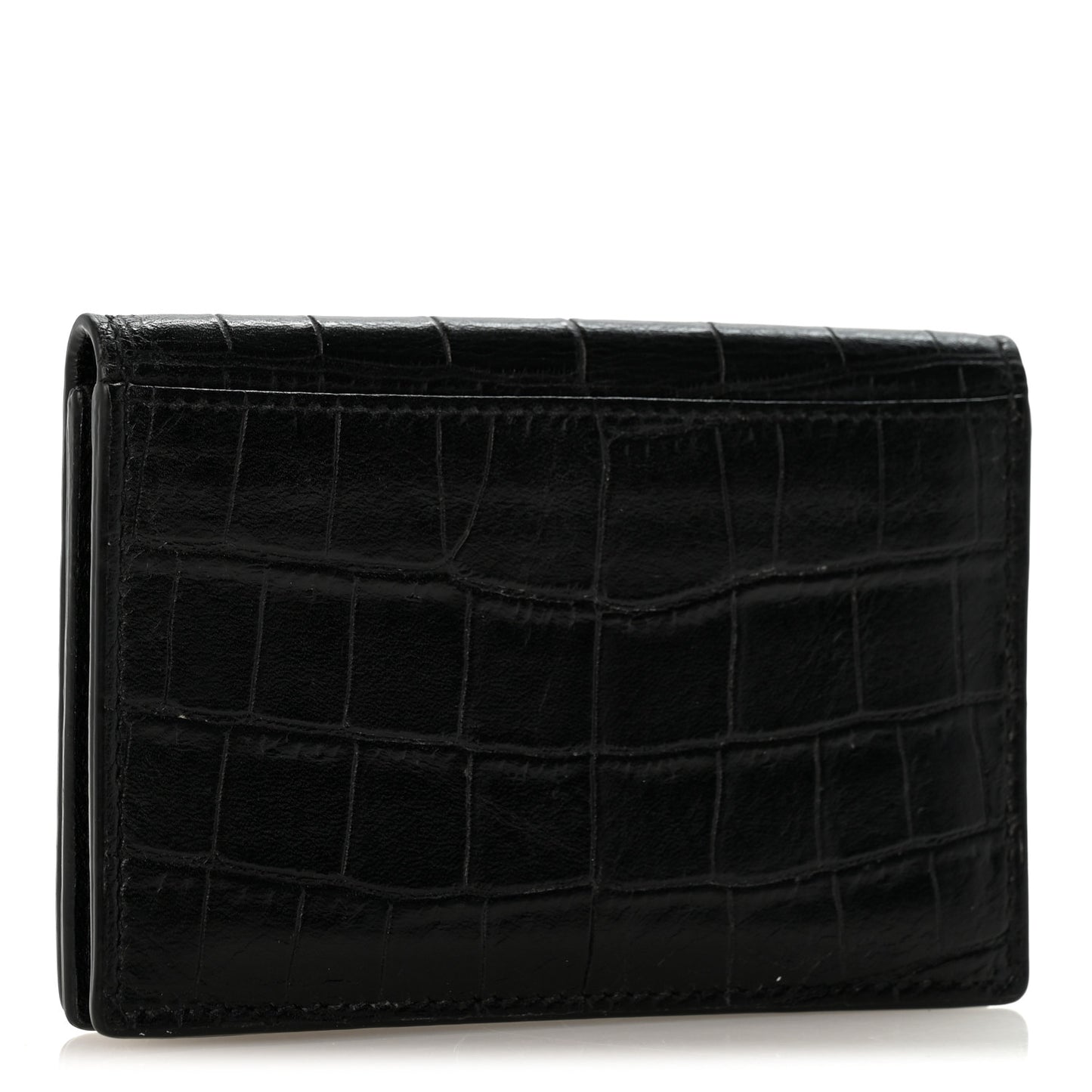 Calfskin Crocodile Embossed Business Card Case Black