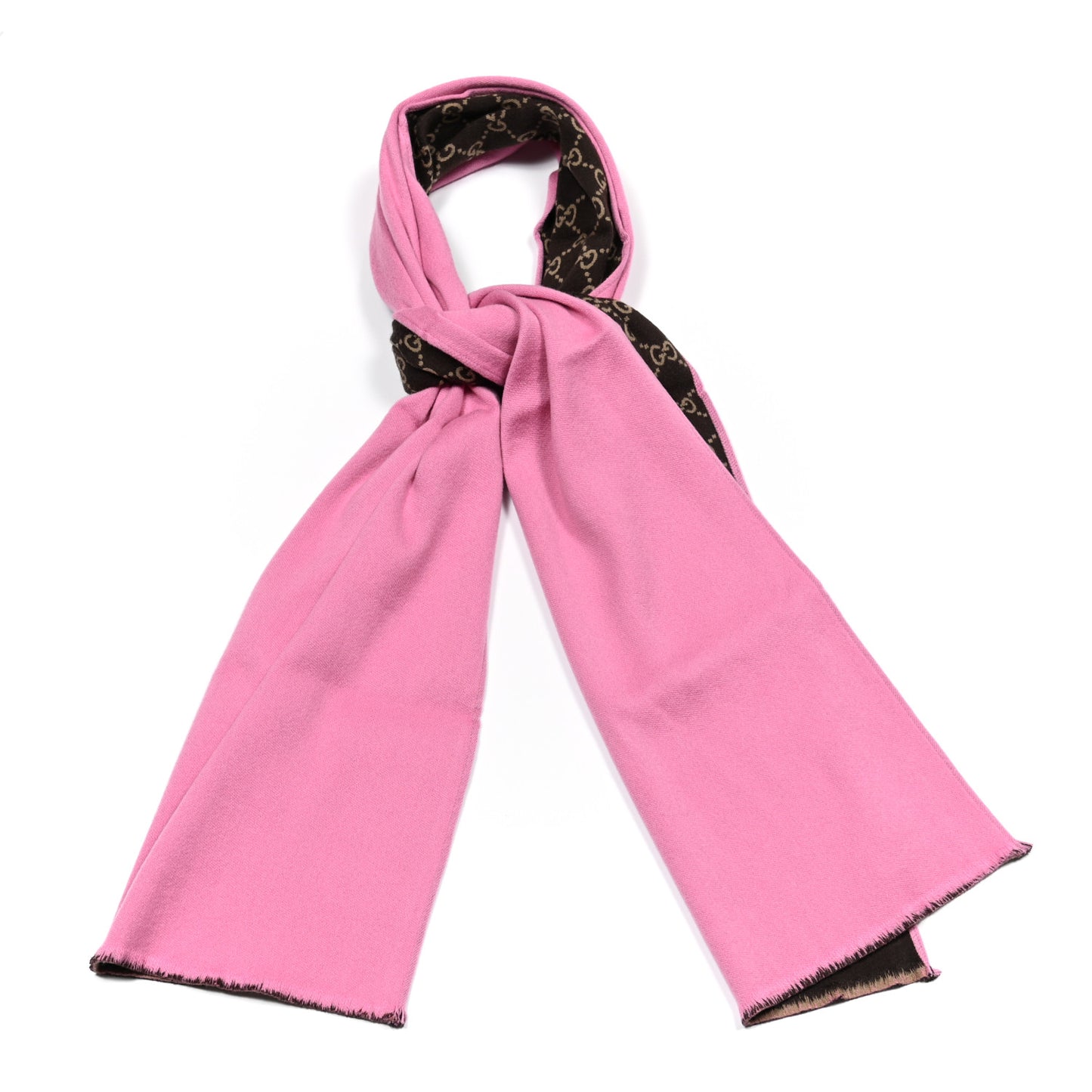 Wool Silk GG Monogram Ripon Simple Scarf Roseate