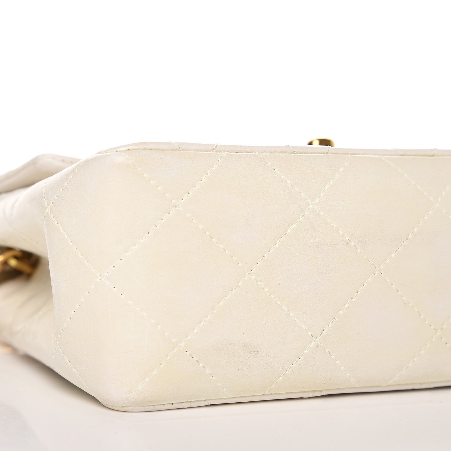 Lambskin Quilted Mini Square Flap White