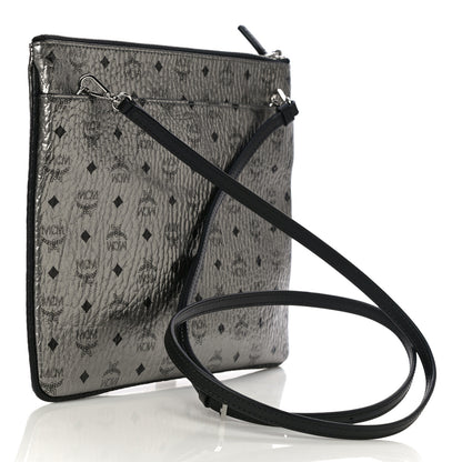 MCM Metallic Visetos Medium Crossbody Pouch Silver 2 of 9