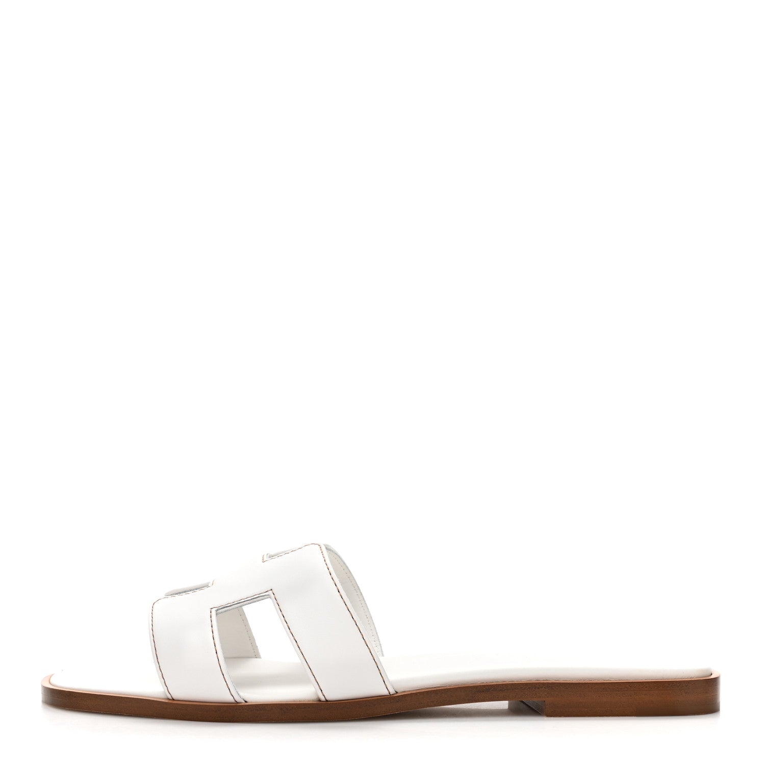 Hermes Box Calfskin Oran Sandals 37 White 1 of 9