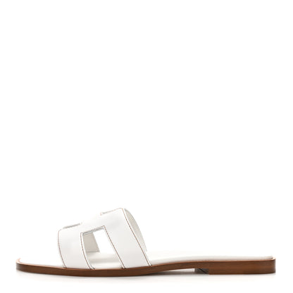 Hermes Box Calfskin Oran Sandals 37 White 1 of 9