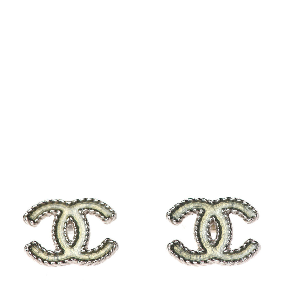 Chanel Enamel CC Earrings Light Green 1 of 4