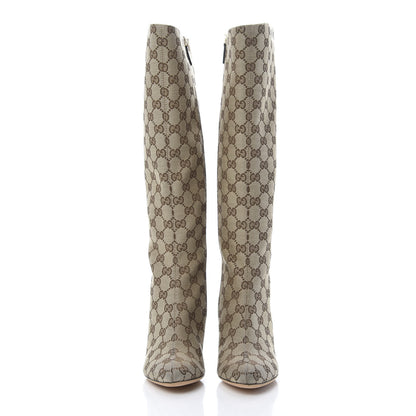 Gucci Monogram Womens Tall Boots 7 Brown 2 of 8