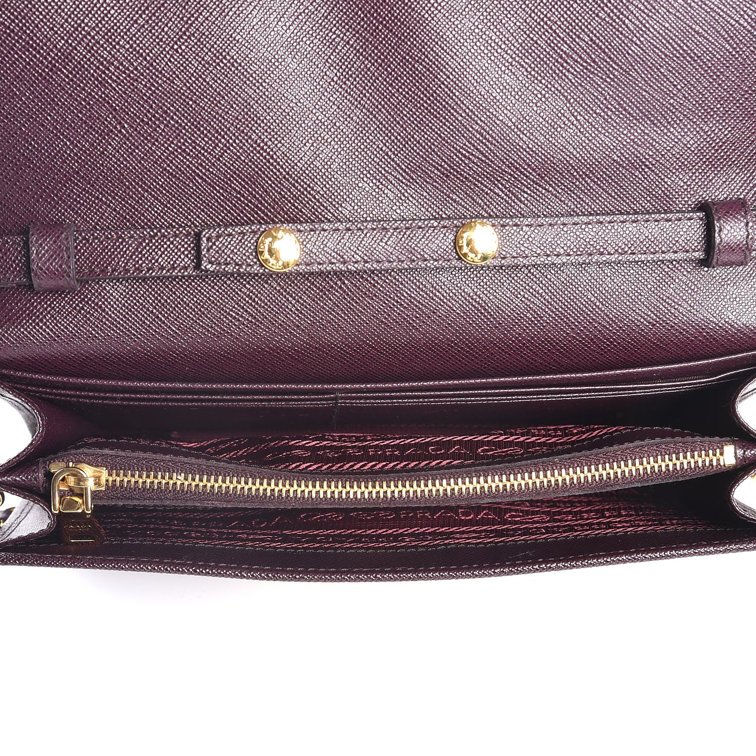 Prada Saffiano Lux Detachable Chain Clutch Wallet Bordeaux 5 of 8