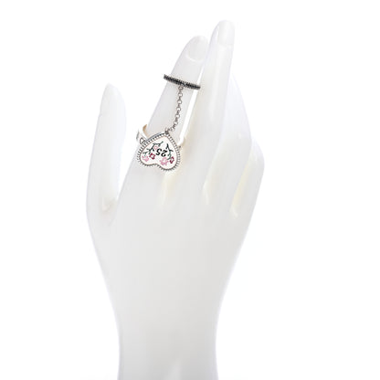 Gucci Sterling Silver Black Spinel Heart 25 Chain Ring 56 7.5 2 of 6