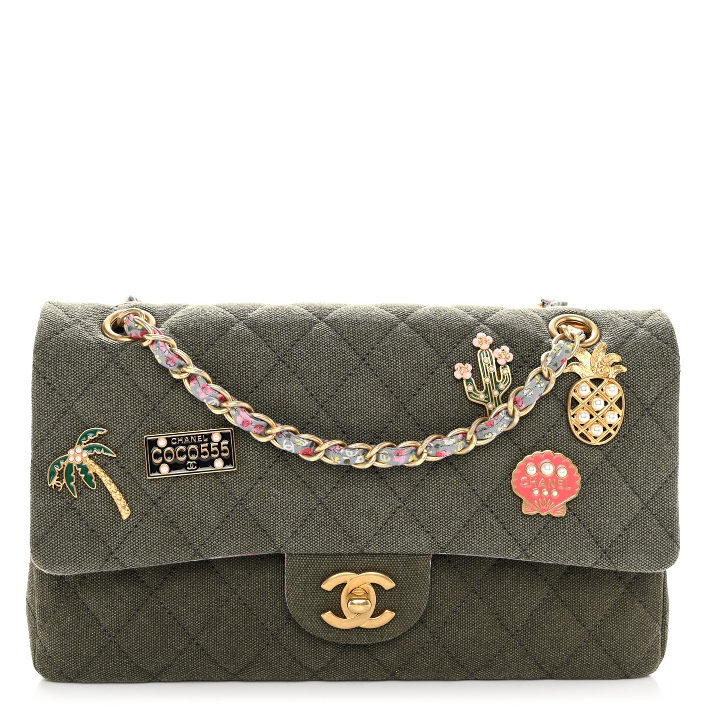 Toile Quilted Medium Cuba Double Flap Khaki