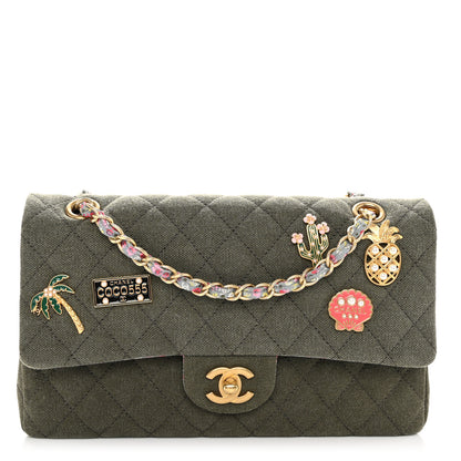 Chanel Toile Quilted Medium Cuba Double Flap Khaki 1 of 10