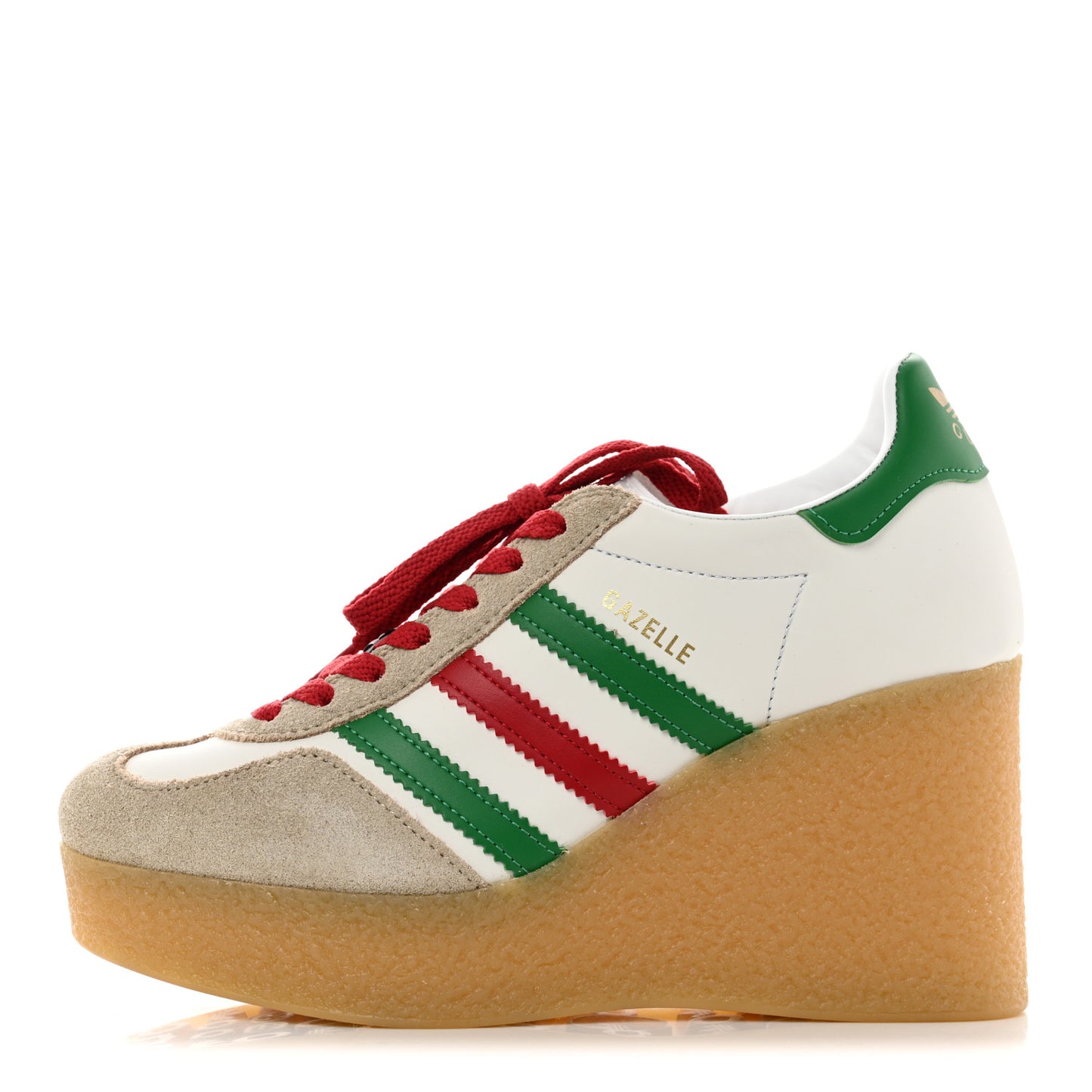 X ADIDAS Suede Madeira Gazelle Wedge Sneakers 36 Oatmeal White New Shamarock Hibiscus Red