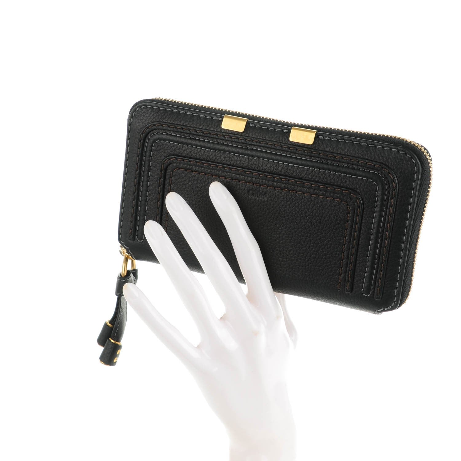 Chloe Grained Calfskin Marcie Long Zip Around Wallet Black 2 of 8
