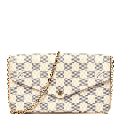 Louis Vuitton Damier Azur Pochette Felicie Chain Wallet Rose Ballerine 1 of 10