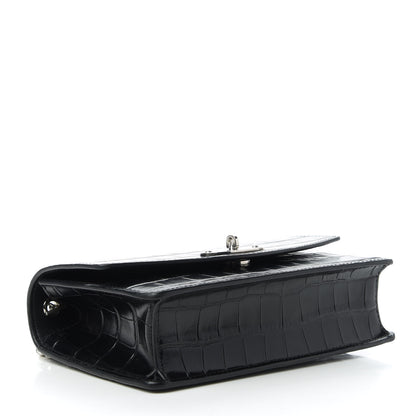 Mulberry Crocodile Embossed Calfskin Small Darley Black 4 of 11