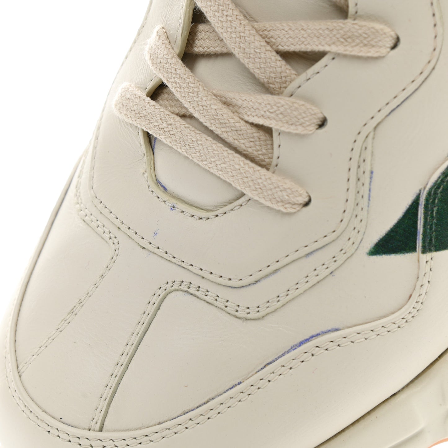 Calfskin Web Printed Mens Rhyton Sneakers 13 Mystic White