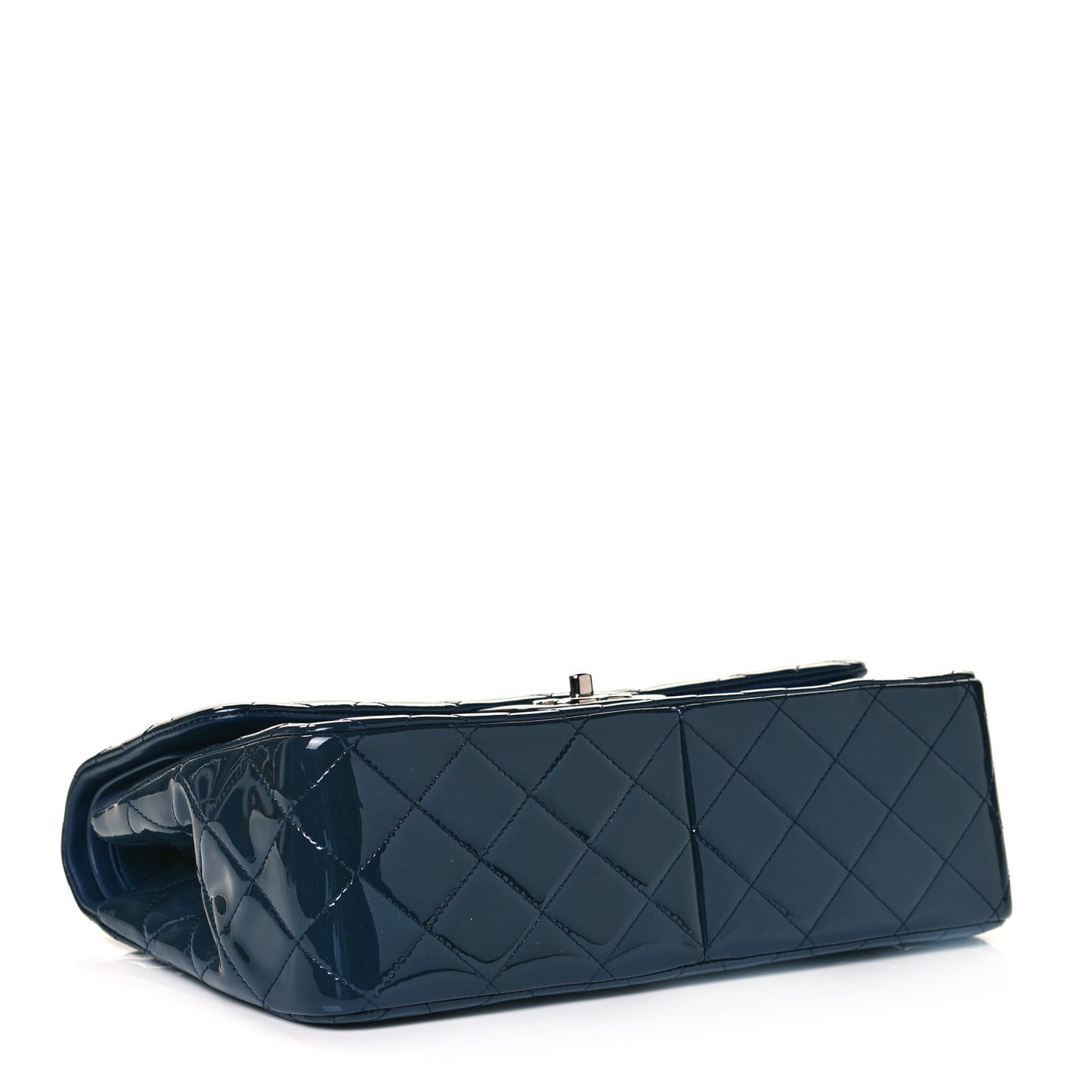 Patent Quilted Jumbo Double Flap Navy