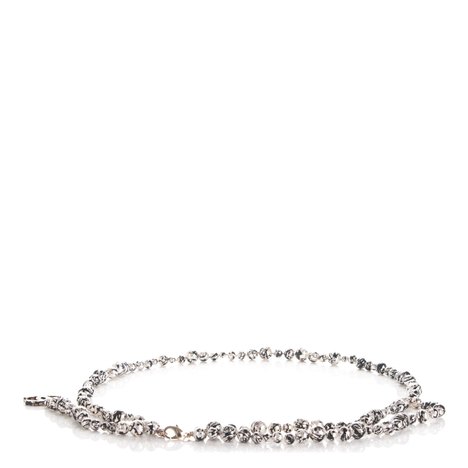 Chanel Pearl CC Double Strand Belt Black White 1 of 5