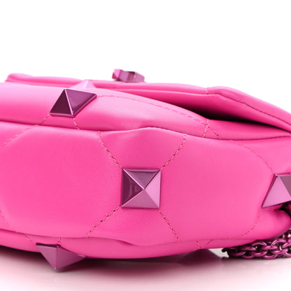 Valentino Garavani Nappa Lacquer Monochrome Small Roman Stud Shoulder Bag Pink PP 8 of 8