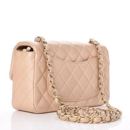 Chanel Pearly Caviar Quilted Mini Rectangular Flap Beige 3 of 11