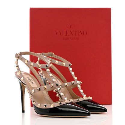 Valentino Garavani Patent Nappa Rockstud Ankle Strap 100mm Pumps 39 Black Poudre 9 of 9