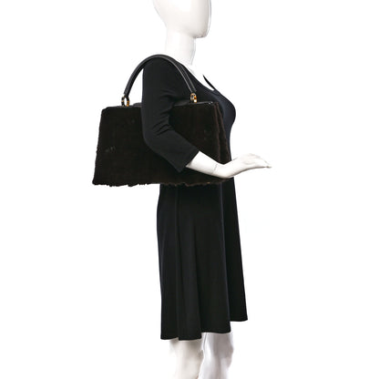 Louis Vuitton Mink Fur Capucines MM Dark Brown 2 of 9
