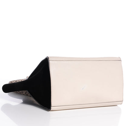 Celine Calfskin Suede Whipsnake Medium Trapeze Black White 4 of 11