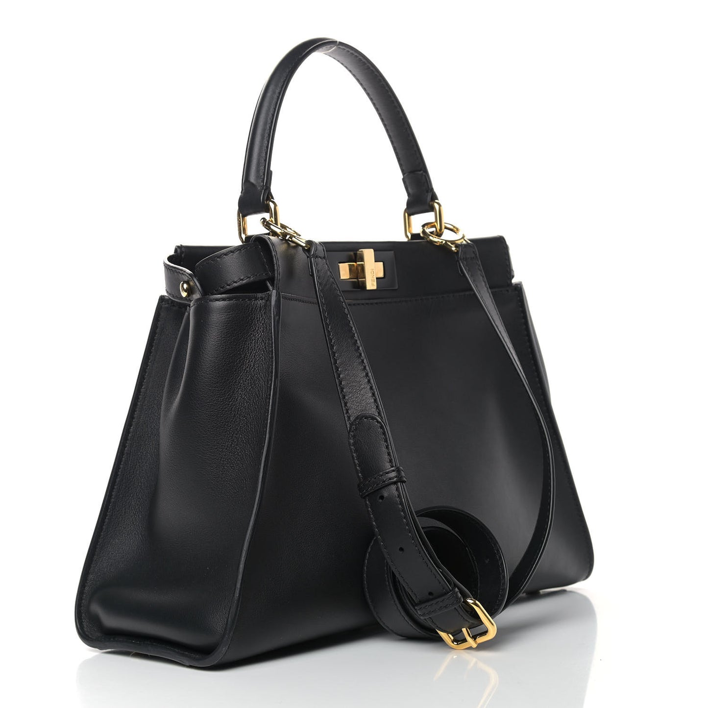 Vitello Seta Shiny Nappa Medium Peekaboo Iconic Satchel Black