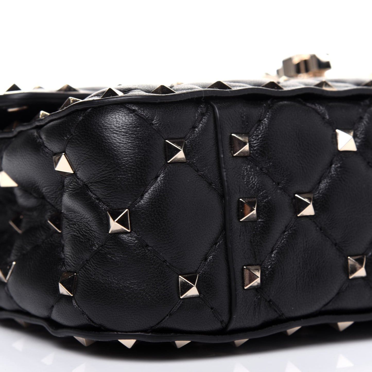 Lambskin Small Rockstud Spike Shoulder Bag Black