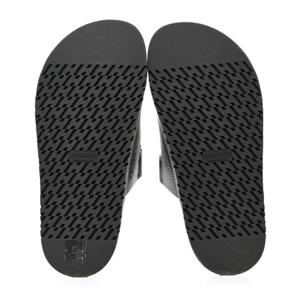 Hermes Calfskin Womens Chypre Sandals 36.5 Black 5 of 9